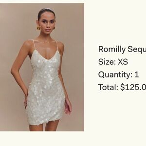 Meshki Romilly White Sequin Mini Dress